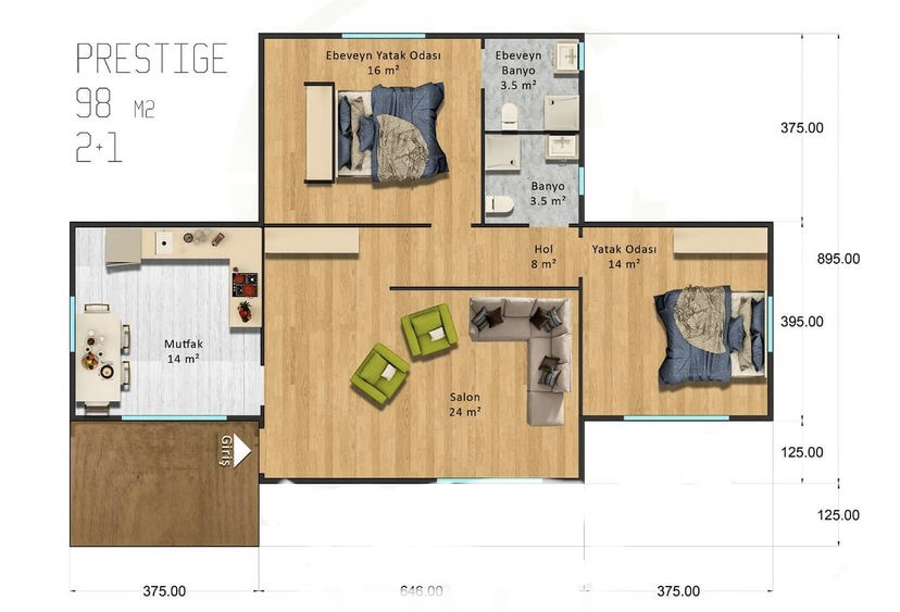 Tek Katlı Prefabrik 99 m² Konut — 10. fotoğraf