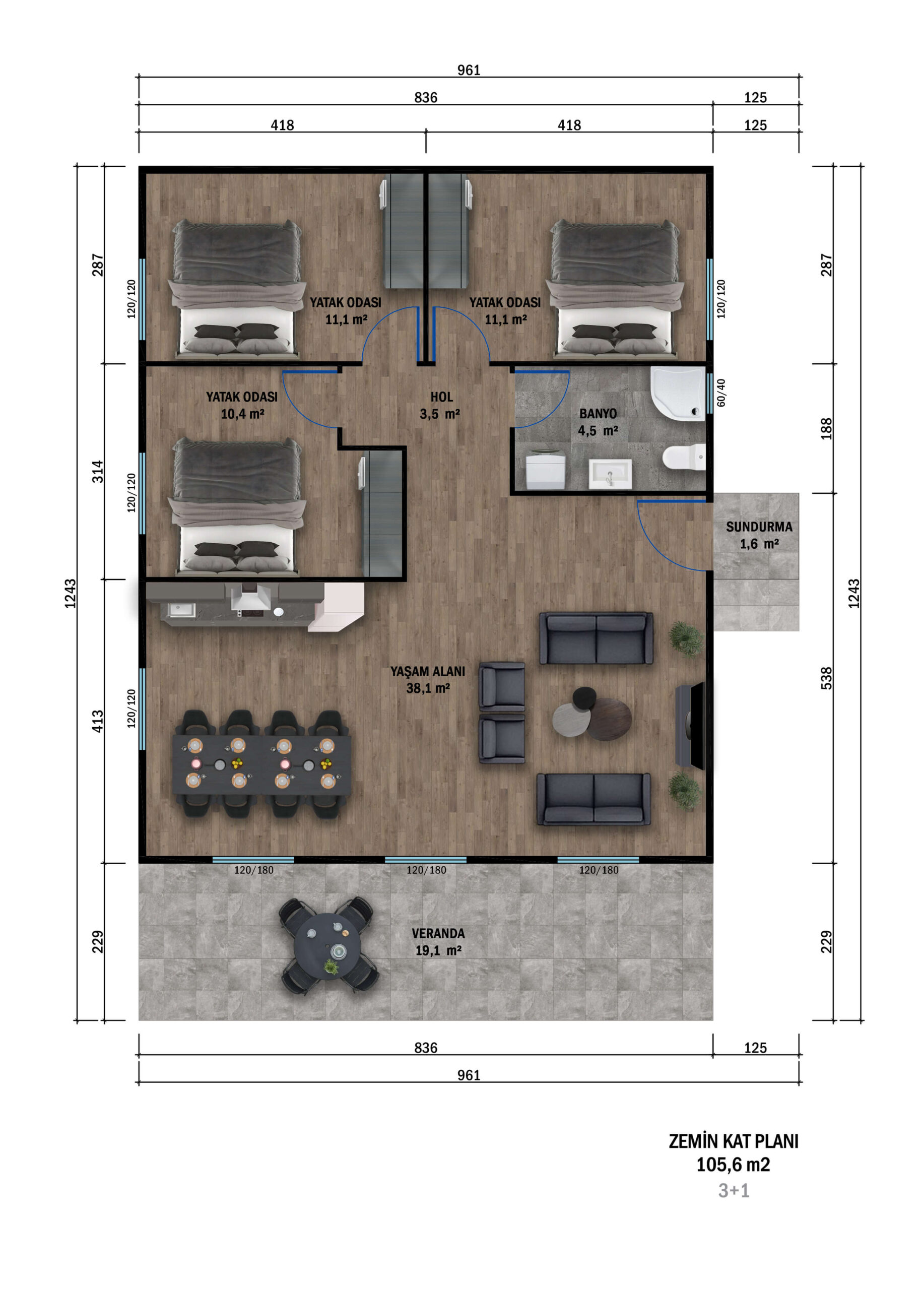 Tek Katlı Prefabrik 105 m² Konut — 4. fotoğraf