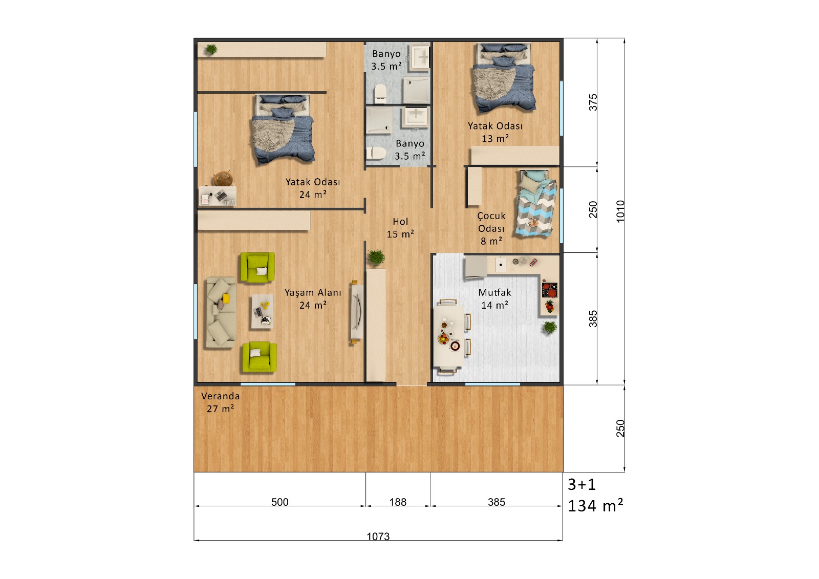 Tek Katlı Prefabrik 134 m² Konut — 4. fotoğraf